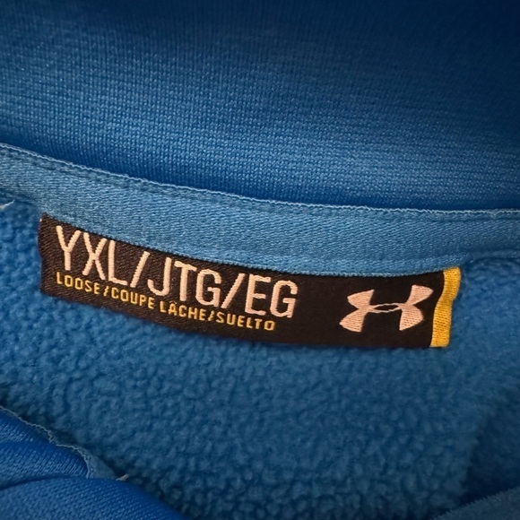 Boys Under Armour Pull Over Youth XL Aqua Blue  & Gray - Picture 3 of 7